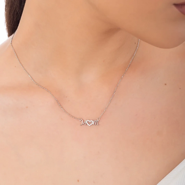 Oxzen ασημένιο κολιέ MOM