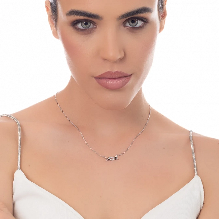 Oxzen ασημένιο κολιέ MOM