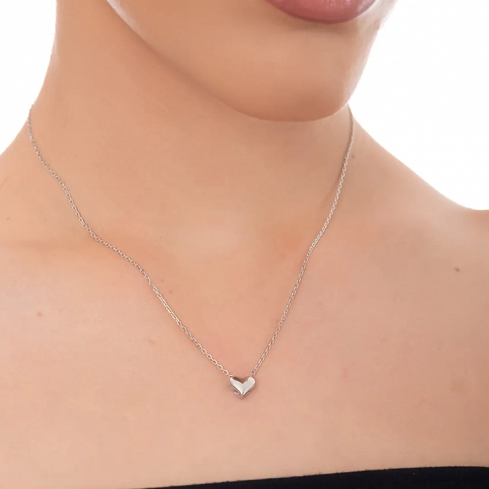 Oxzen ασημένιο κολιέ μικρή καρδούλα