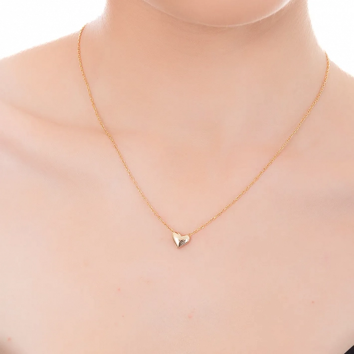 Oxzen ασημένιο κολιέ μικρή καρδούλα