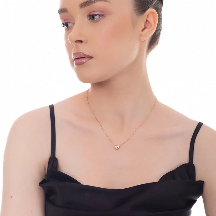 Oxzen ασημένιο κολιέ μικρή καρδούλα