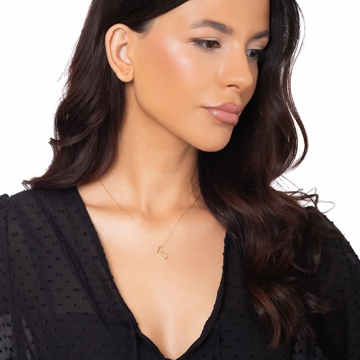 Oxzen γυναικείο κολιέ ασημένιο καρδούλα με λευκά ζιργκόν