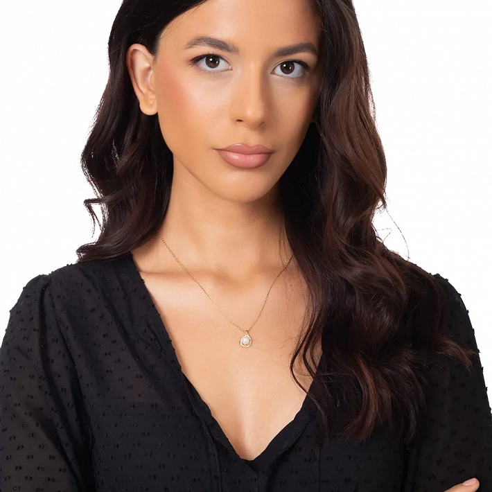 Oxzen γυναικείο κολιέ ασημένιο με πέρλα