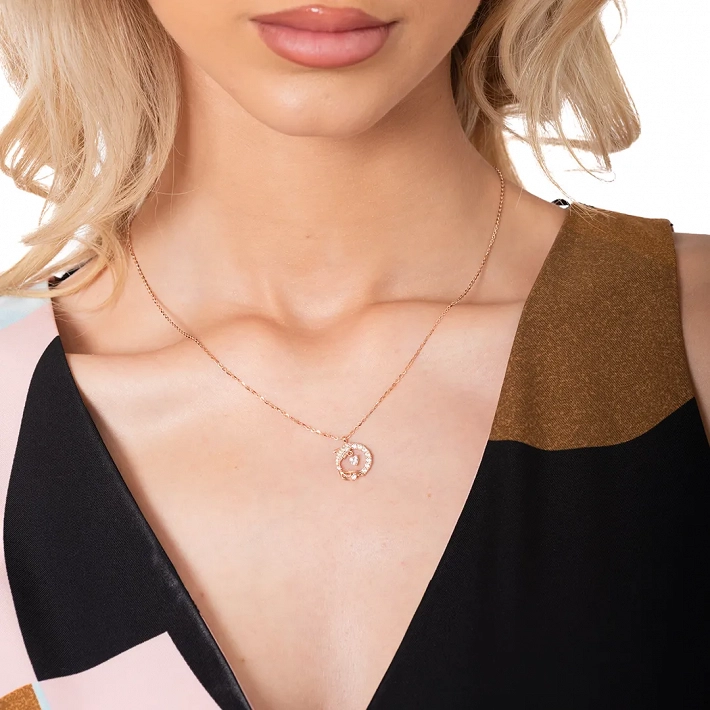 Oxzen γυναικείο κολιέ ασημένιο δελφινάκι με ζιργκόν