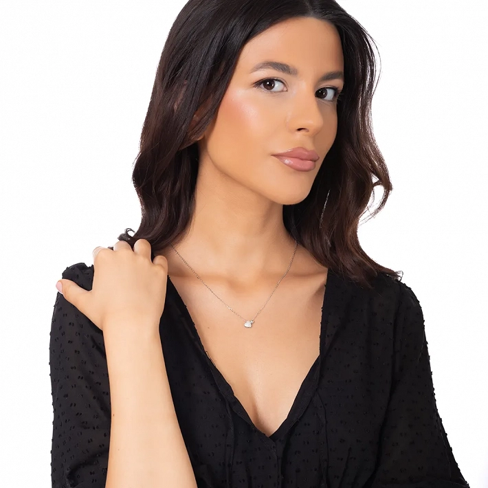 Oxzen γυναικείο κολιέ ασημένιο διπλή καρδιά