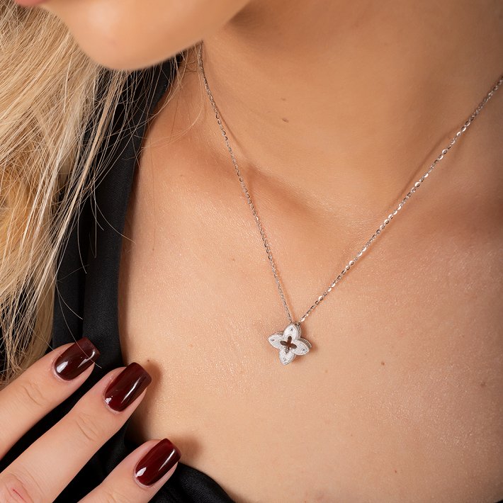 Oxzen ασημένιο κολιέ σταυρός με ζιργκόν