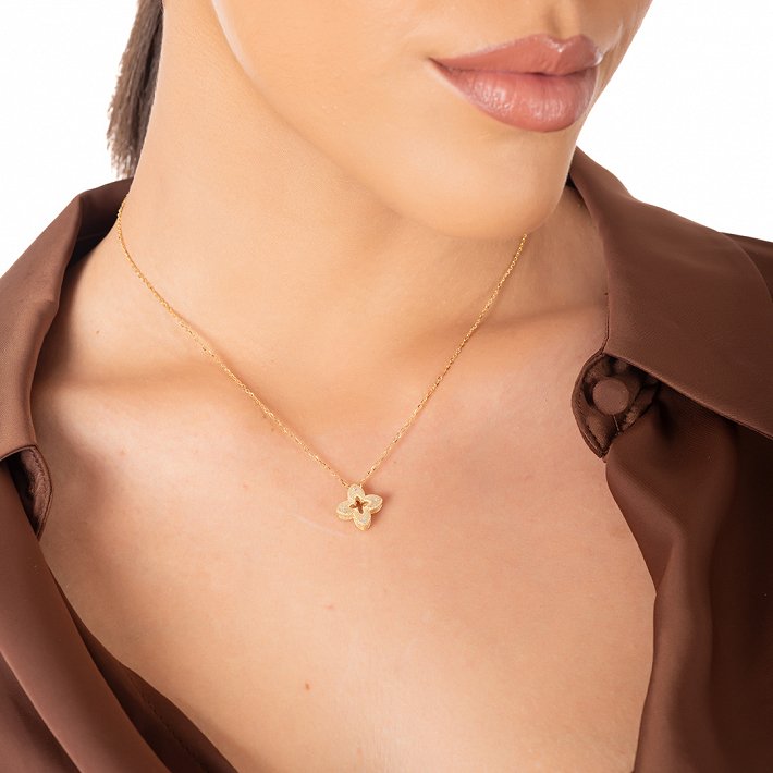 Oxzen ασημένιο κολιέ σταυρός με ζιργκόν