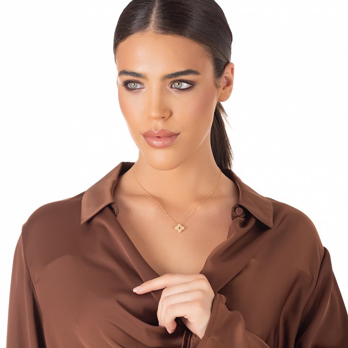 Oxzen ασημένιο κολιέ σταυρός με ζιργκόν