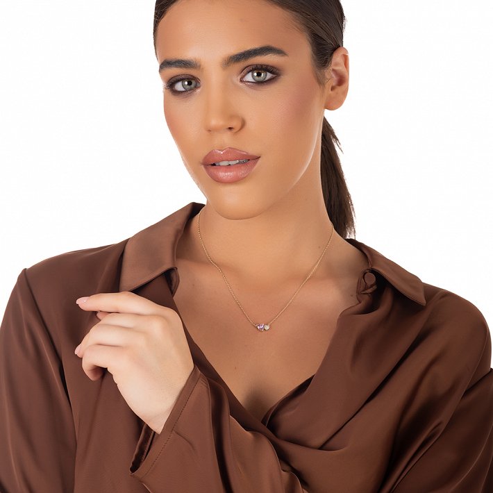 Oxzen ασημένιο κολιέ με καρδούλες