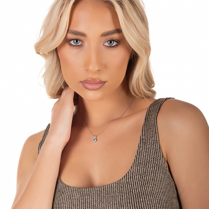 Oxzen ασημένιο κολιέ μονόπετρο με ζιργκόν