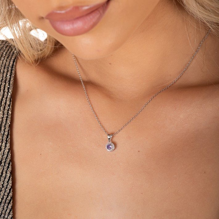 Oxzen ασημένιο κολιέ μονόπετρο με ζιργκόν