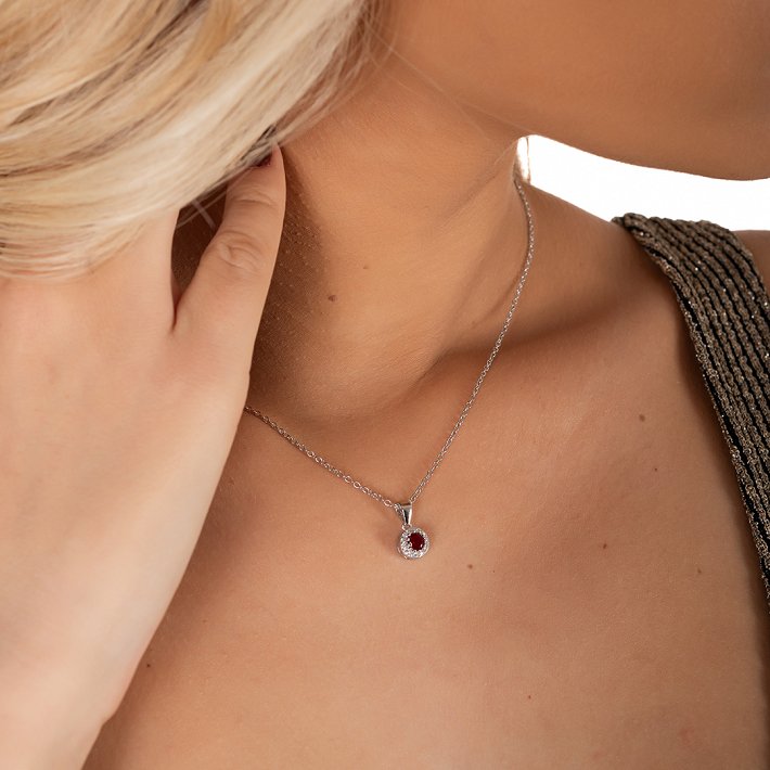 Oxzen ασημένιο κολιέ μονόπετρο με ζιργκόν