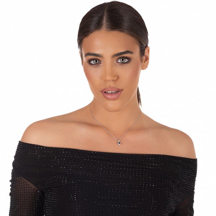 Oxzen ασημένιο κολιέ τετράγωνο μονόπετρο με ζιργκόν