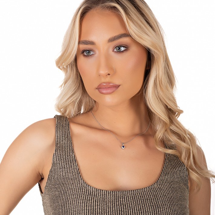 Oxzen ασημένιο κολιέ καρδιά με ζιργκόν