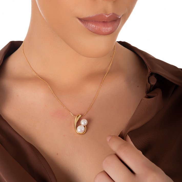 Oxzen ασημένιο κολιέ χειροποίητο με πέρλα