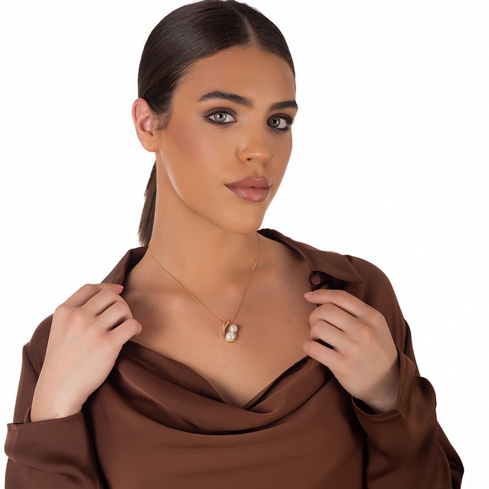 Oxzen ασημένιο κολιέ χειροποίητο με πέρλα