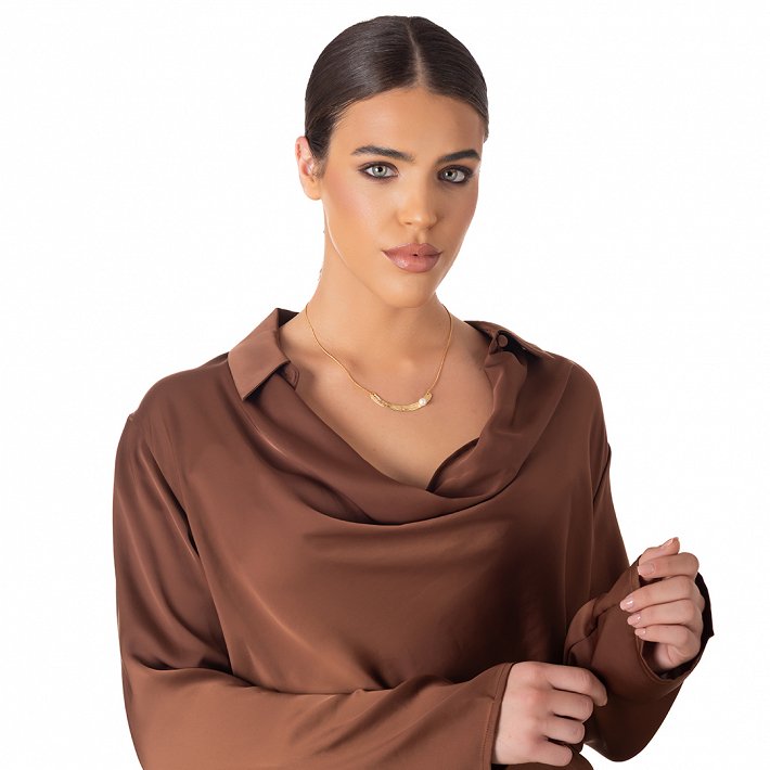 Oxzen ασημένιο κολιέ επιχρυσωμένο χειροποίητο με πέρλα