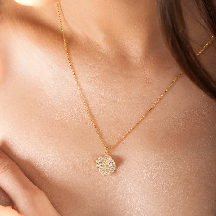 Oxzen ασημένιο κολιέ με λευκά micro ζιργκόν