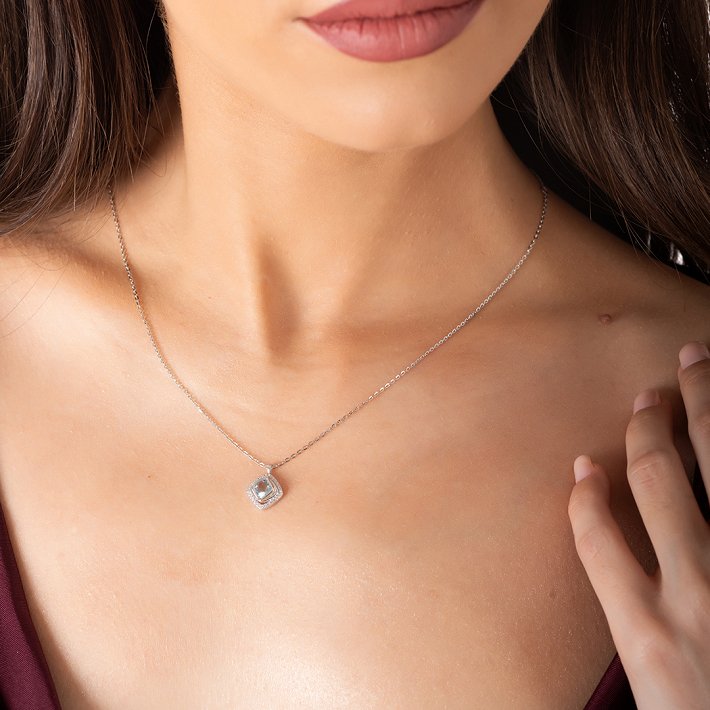 Oxzen ασημένιο κολιέ με ζιργκόν