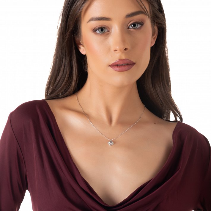 Oxzen ασημένιο κολιέ με ζιργκόν