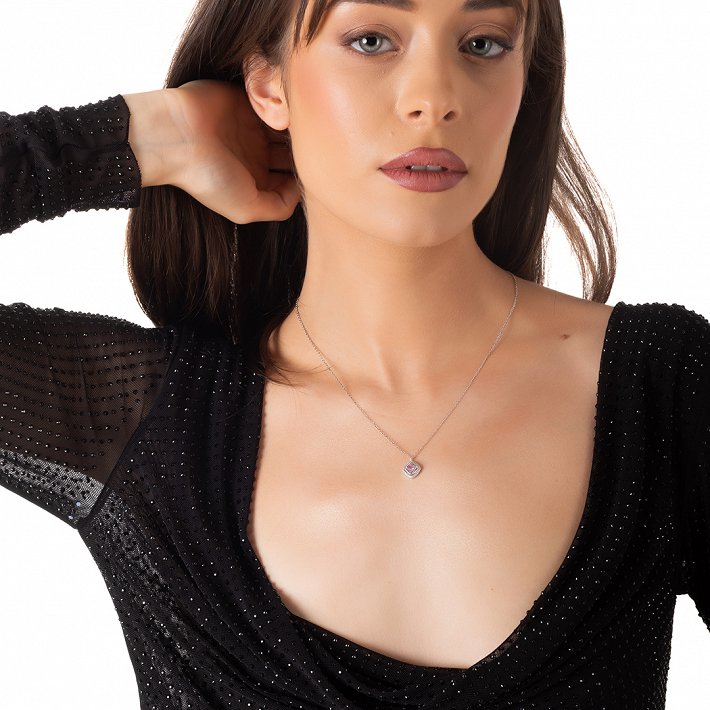 Oxzen ασημένιο κολιέ με ζιργκόν