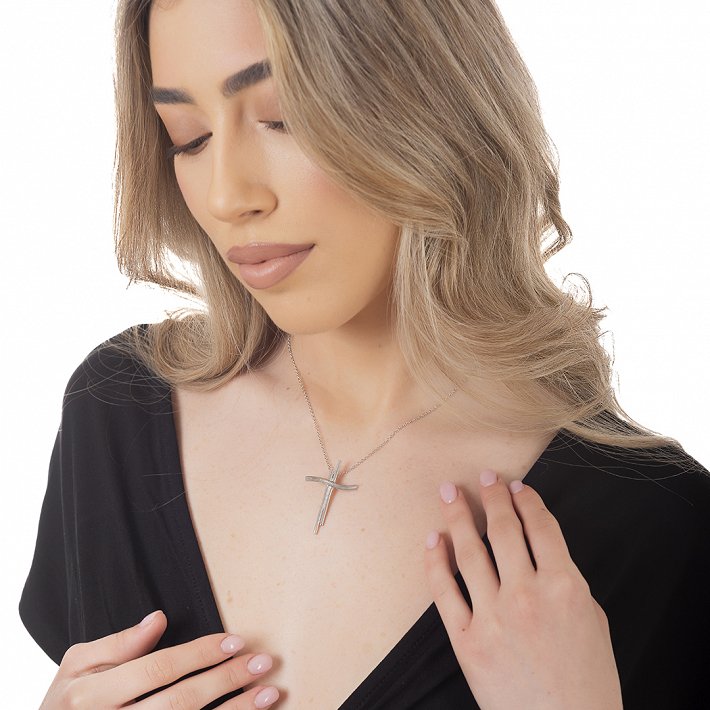 Oxzen κολιέ ασημένιο σταυρός