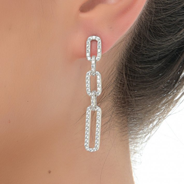 Oxzen σκουλαρίκια κρεμαστά ασημένια μακρύ με πέτρες ζιργκόν