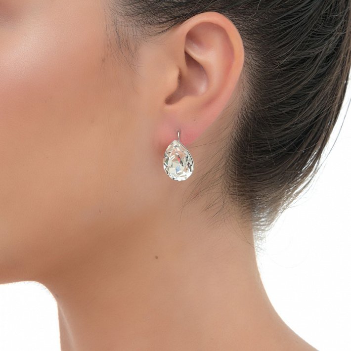 Oxzen σκουλαρίκια κρεμαστά ασημένια με μεγάλη πέτρα κρύσταλλo cz