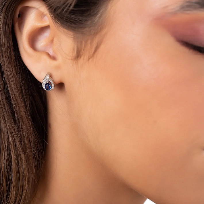 Oxzen σκουλαρίκια καρφωτά ασημένια φλόγα με ζιργκόν