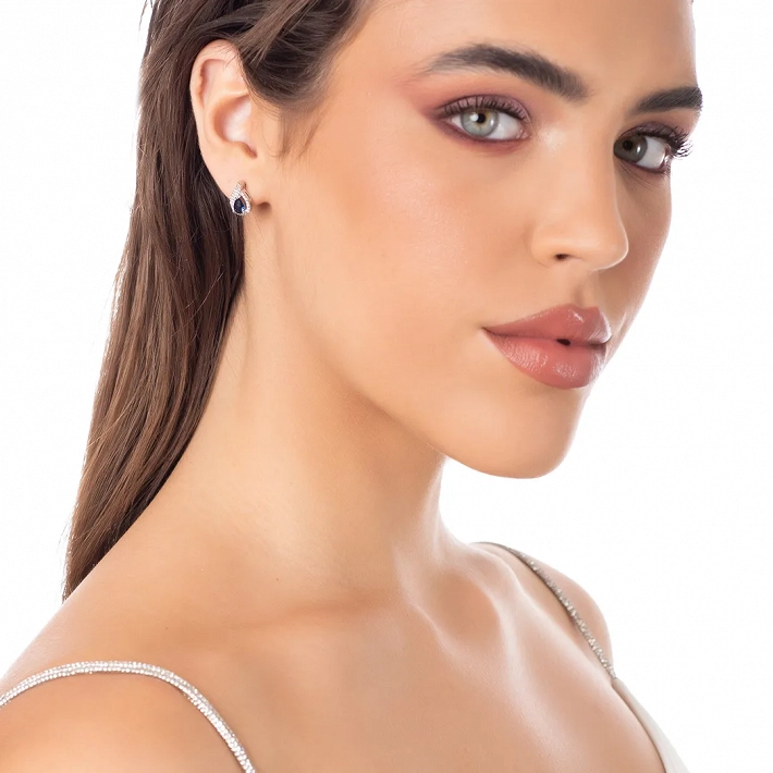 Oxzen σκουλαρίκια καρφωτά ασημένια φλόγα με ζιργκόν