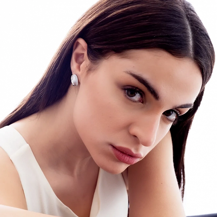 Oxzen σκουλαρίκια καρφωτά ασημένια με πέρλα