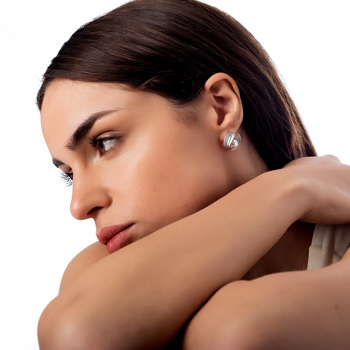 Oxzen σκουλαρίκια καρφωτά ασημένια με πέρλα