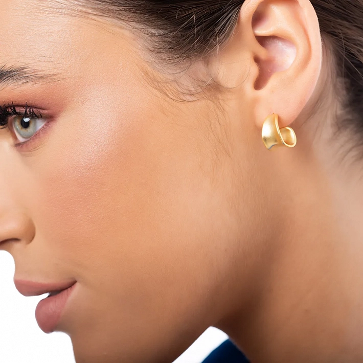 Oxzen ασημένιο σκουλαρίκι ματ κρίκος φαρδύς