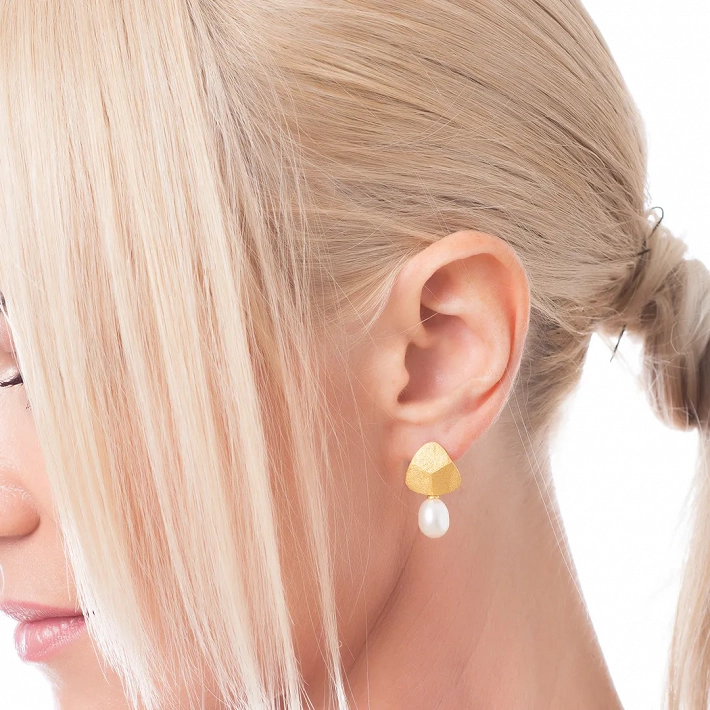 Oxzen σκουλαρίκια κρεμαστά ασημένια χειροποίητα με πέρλα