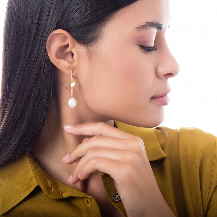 Oxzen σκουλαρίκια κρεμαστά ασημένια χειροποίητα με πέρλα