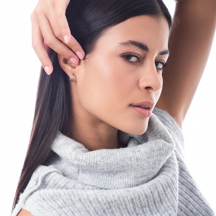 Oxzen σκουλαρίκια κρικάκια μικρά ασημένια τριπλά