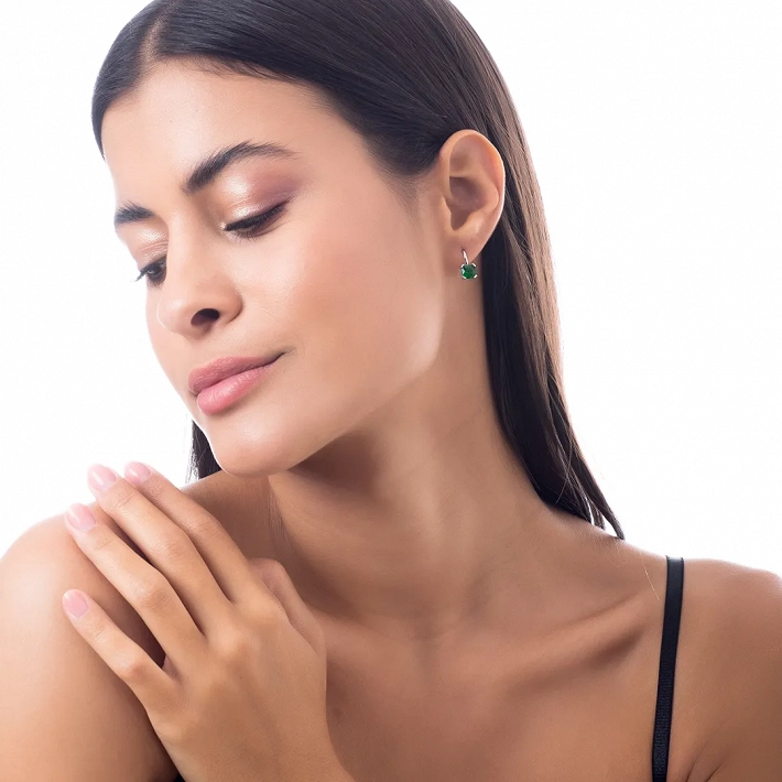 Oxzen σκουλαρίκια κρικάκια μικρά ασημένια με τετράγωνο ζιργκόν