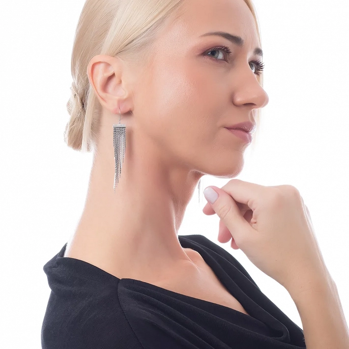 Oxzen σκουλαρίκια κρεμαστά ασημένια με μακριές αλυσίδες