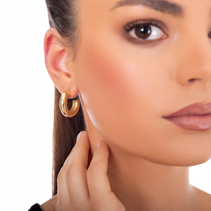 Oxzen σκουλαρίκια κρίκοι ασημένιοι φαρδιοί