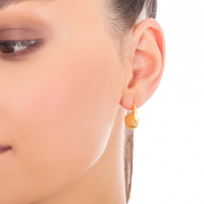 Oxzen σκουλαρίκια κρίκοι ασημένιοι σαγρέ με ιδιαίτερο σχήμα