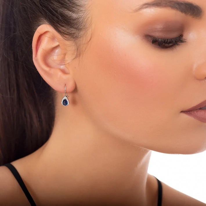 Oxzen σκουλαρίκια κρεμαστά ασημένια καρδιά με ζιργκόν