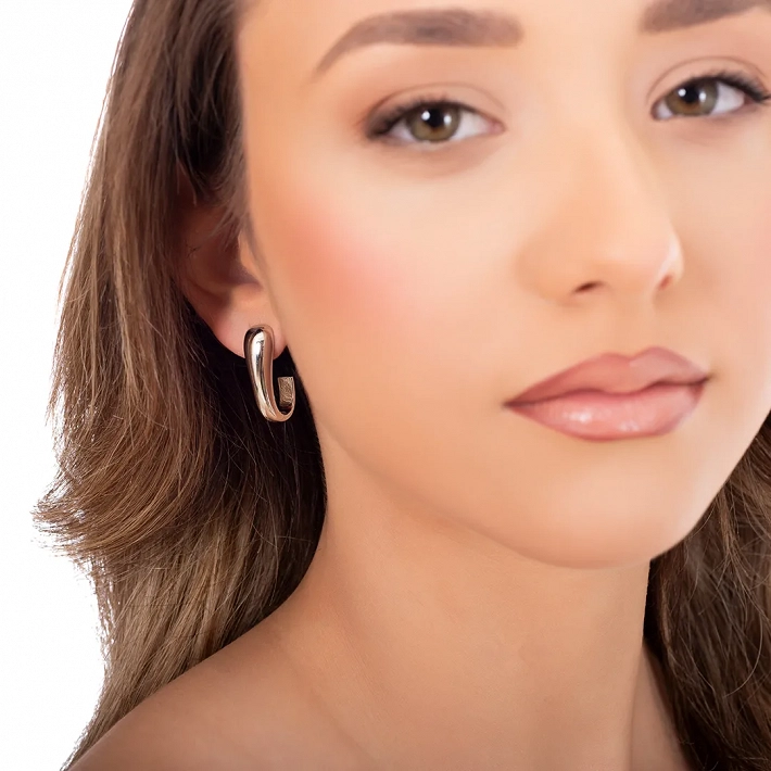 Oxzen σκουλαρίκια κρίκοι ασημένιοι με ιδιαίτερο σχήμα