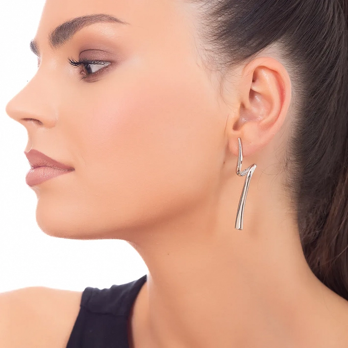 Oxzen σκουλαρίκια κρεμαστά ασημένια μακριά με ιδιαίτερο σχέδιο