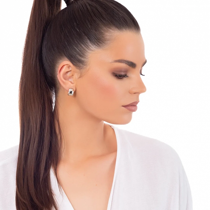 Oxzen γυναικείο σκουλαρίκι ασημένιο, κρίκος φαρδύς 15mm