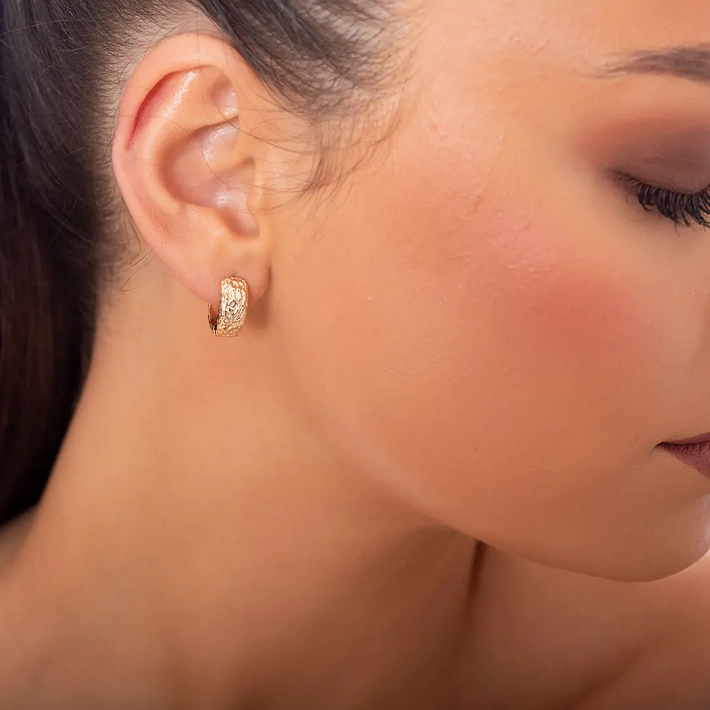 Oxzen γυναικείο σκουλαρίκι ασημένιο κρίκος φαρδύς σαγρέ 13mm