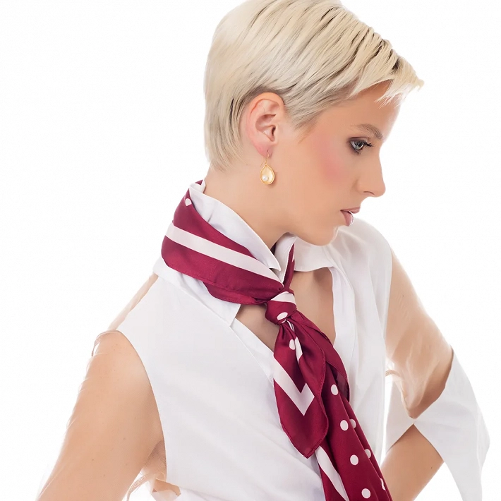 Oxzen ασημένιο σκουλαρίκι επιχρυσωμένο χειροποίητο με πέρλα