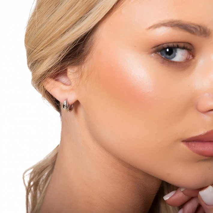 Oxzen ασημένιο σκουλαρίκι κρίκος 10mm