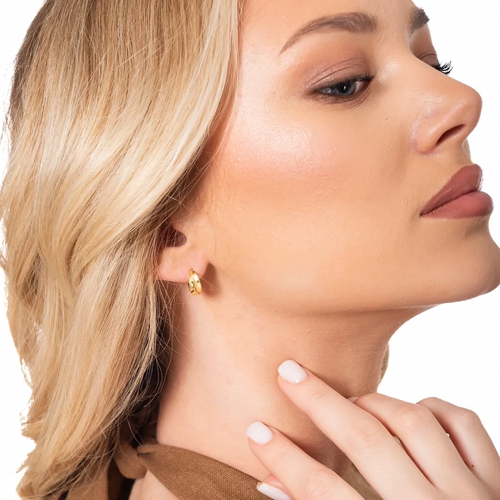 Oxzen ασημένιο σκουλαρίκι κρίκος 10mm