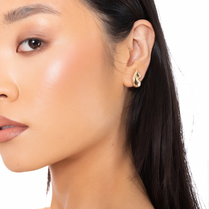 Oxzen ασημένιο σκουλαρίκι double drop