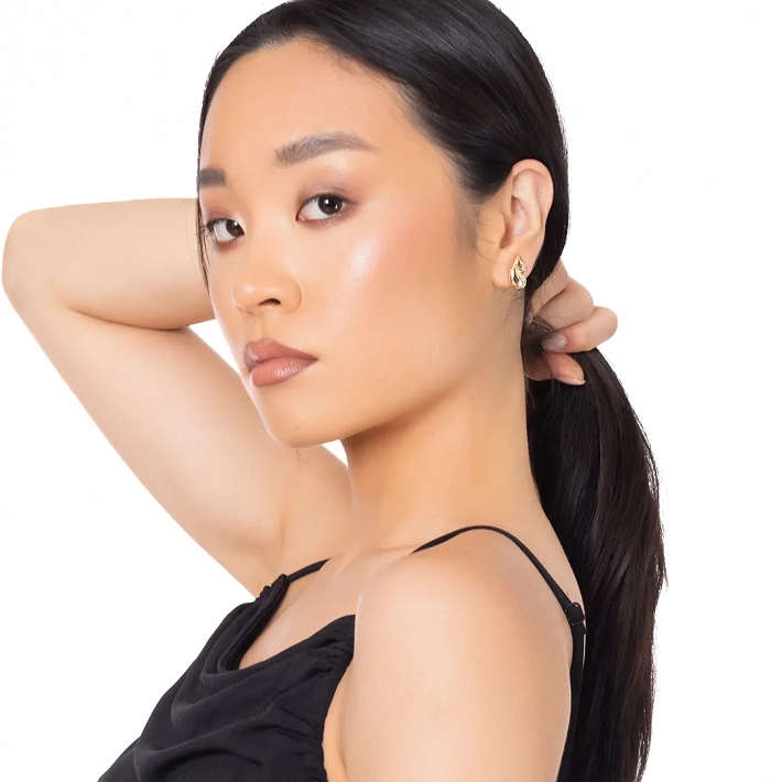 Oxzen ασημένιο σκουλαρίκι double drop